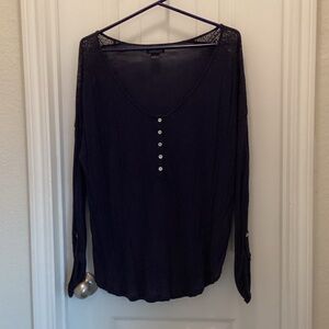 Women's navy Long Sleeve Top